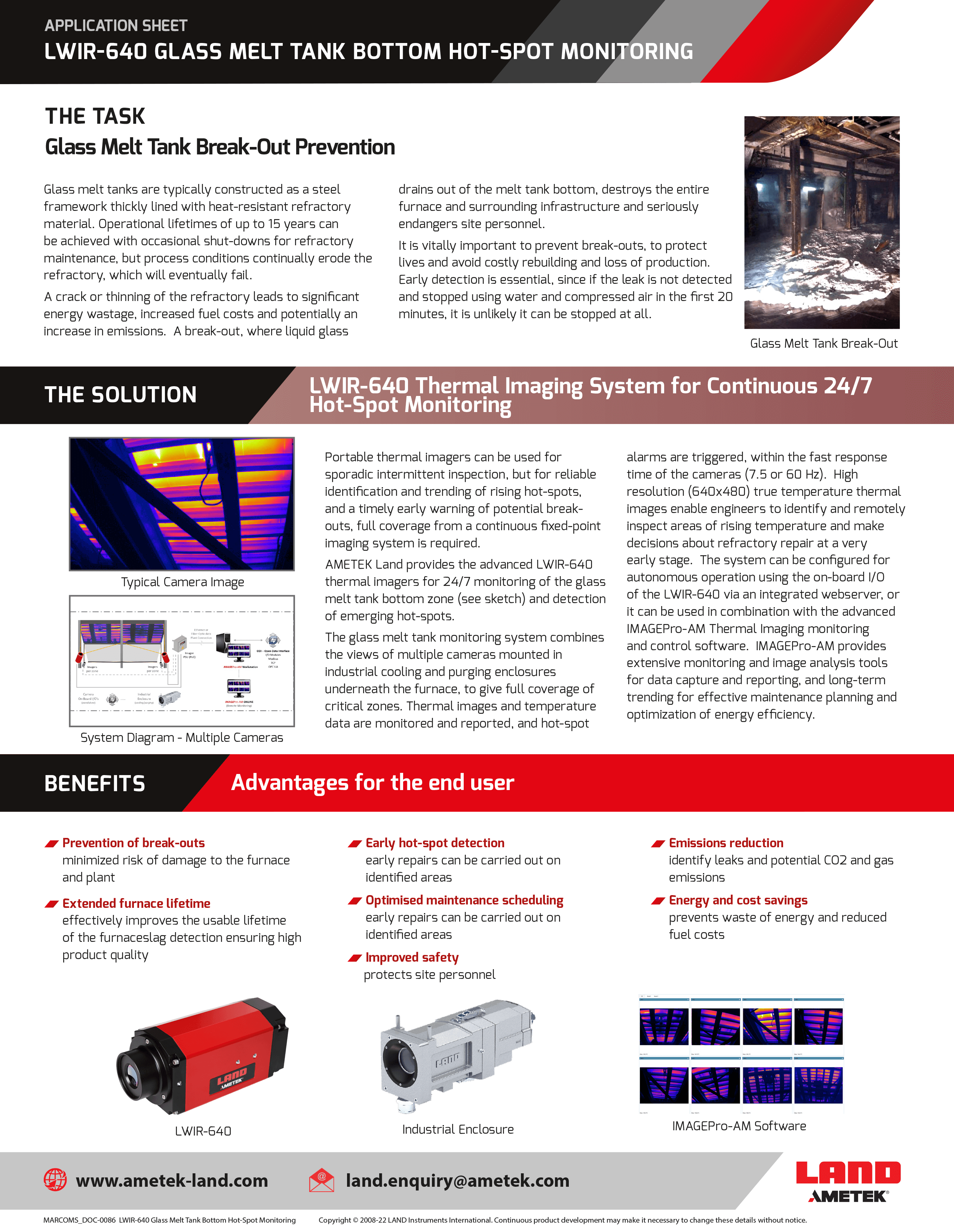 LWIR-640 Glass Melt Tank Break-Out Prevention Application Sheet