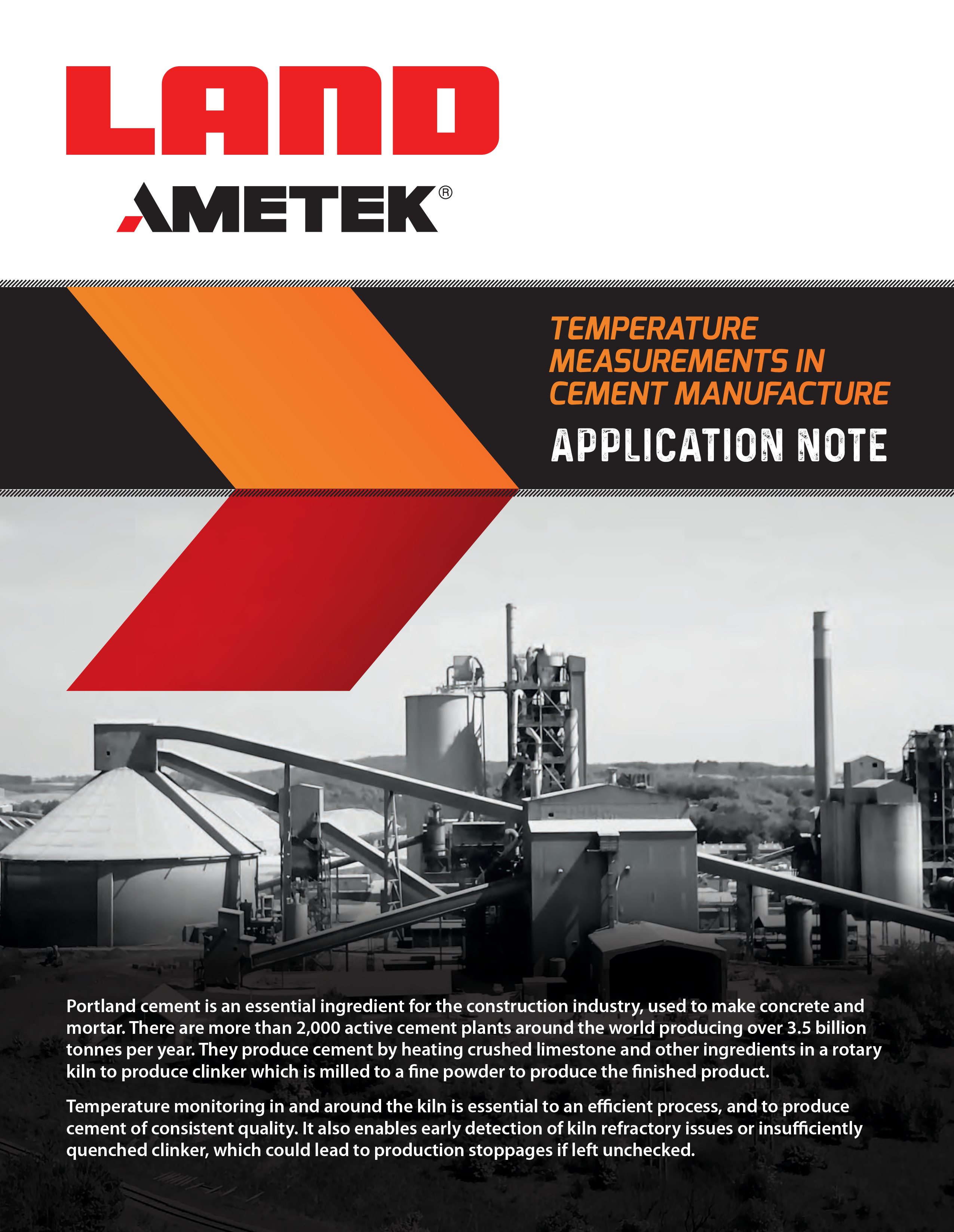 Application Note - TEMPERATURE MEASUREMENTS IN CEMENT MANUFACTURE