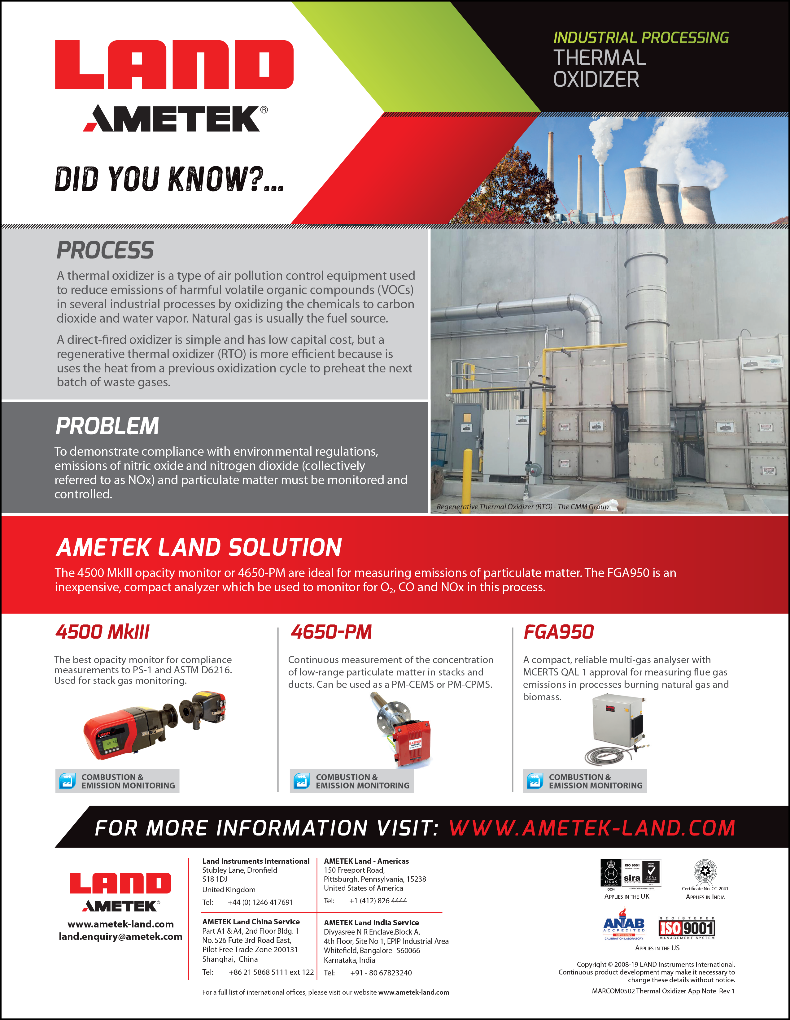 应用指南 - 热氧化器