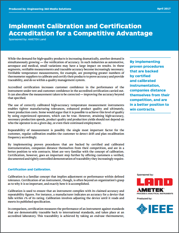 Implement Calibration and Certification Accreditation for a Competitive Advantage